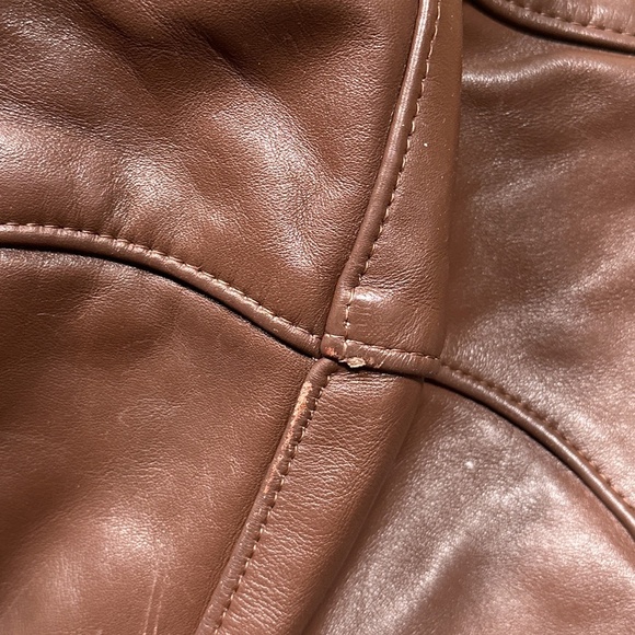 Vintage Bates of California Brown Leather Satin Lined Straight Pants Womens 28 - Picture 9 of 15